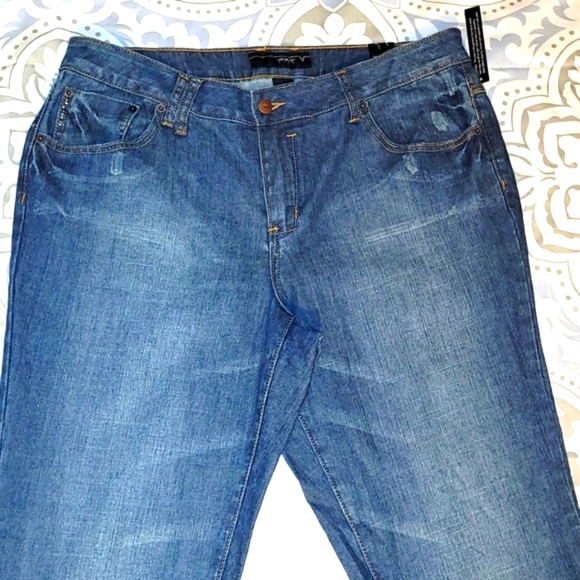 Venzia Blue Jeans Stretch Flare Plus High Rise Long NEW 5 pocket sz 18 NWT - Picture 2 of 7